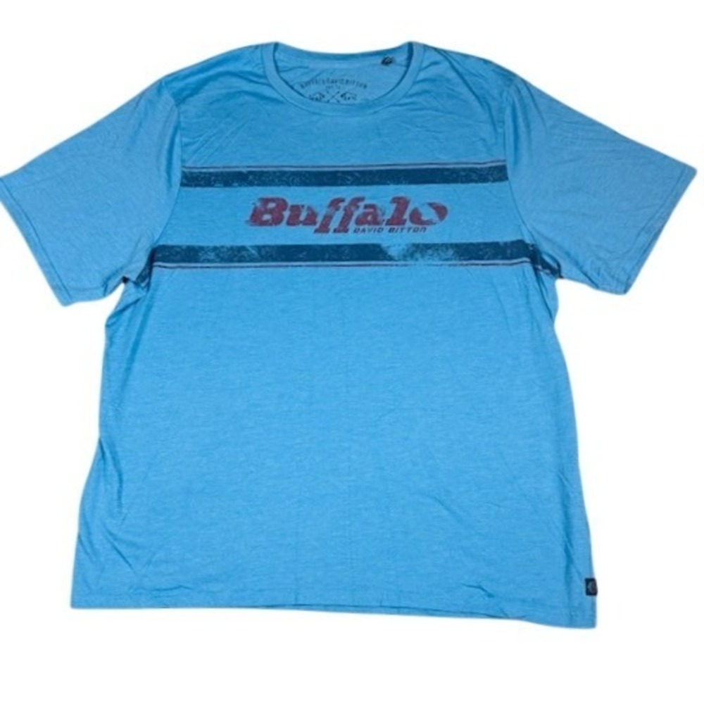 Buffalo T-Shirt Mens XXL Blue Graphic Print Short‎ Sleeve Distressed Logo Tee